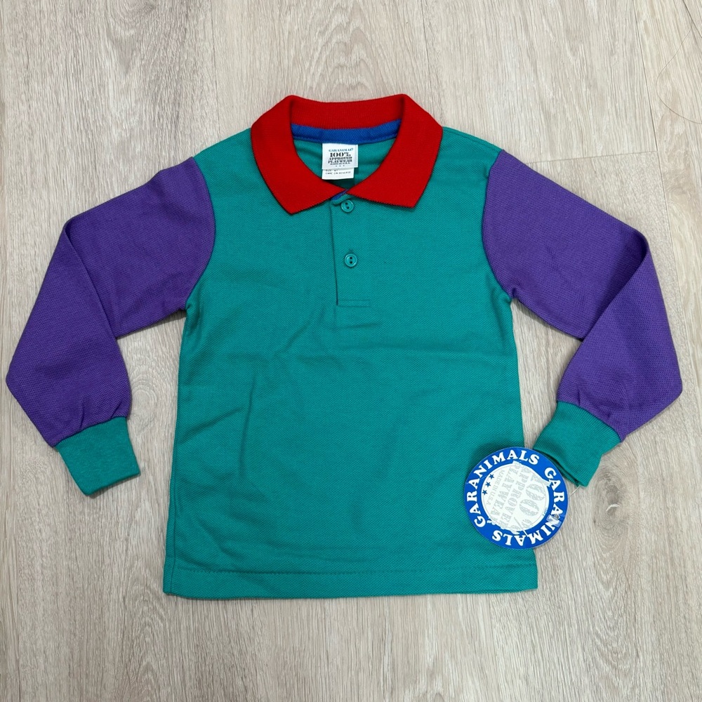 NWT Kids Garanimals Girls Purple Green Red Long Sleeve Polo Shirt 4T